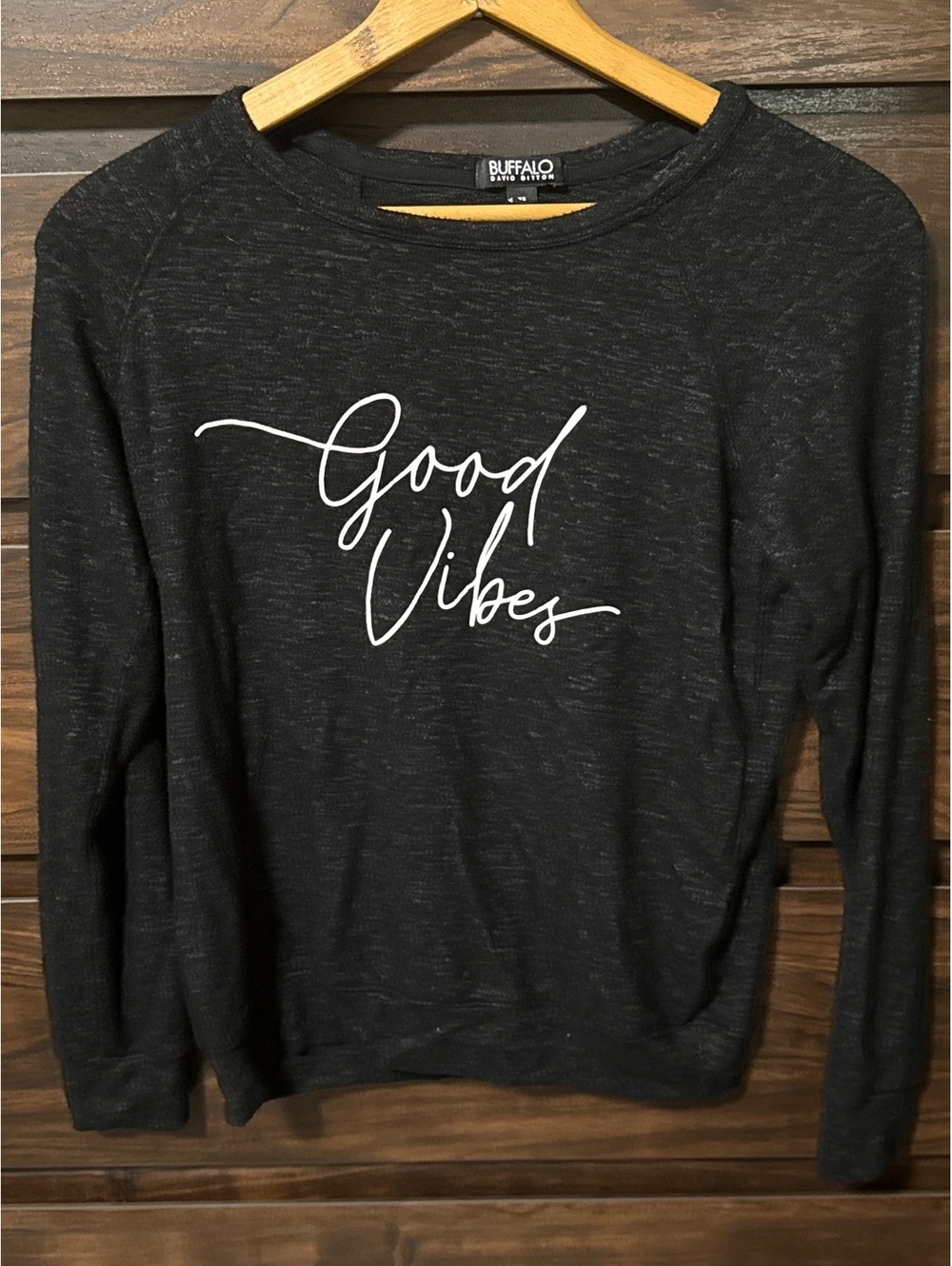 Buffalo David Bitton Black 'Good Vibes' Long Sleeve Sweatshirt XS